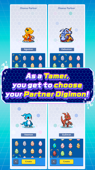 Official DIGIMON UP Partner selection screenshot